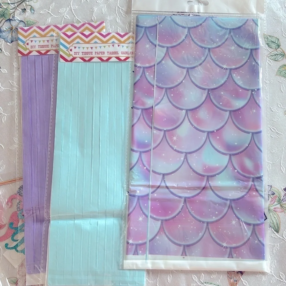 Brand New Mermaid Birthday Party Decorations Balloons Banner Tablecloth Toppers